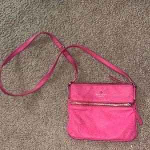 Hot pink Kate Spade zip-up cross body purse